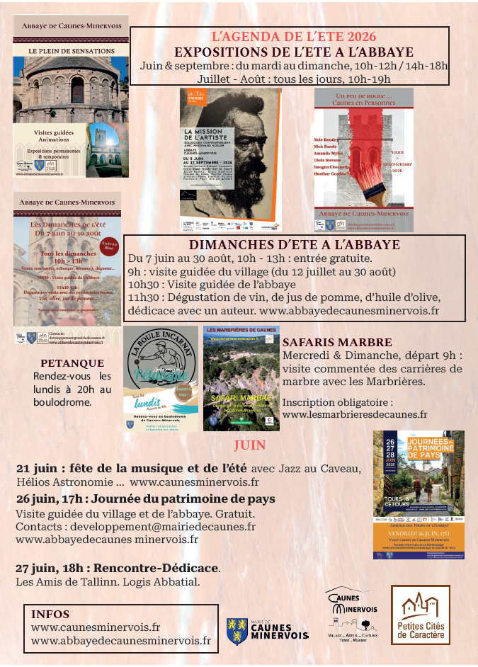 Agenda de l'été 2026